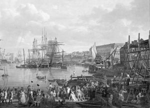 Vue de l'intérieur du port de Brest 1793 (détail) ; © anonyme