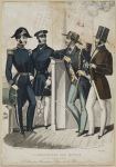 Quatre hommes vêtus à la mode dont deux officiers de marine