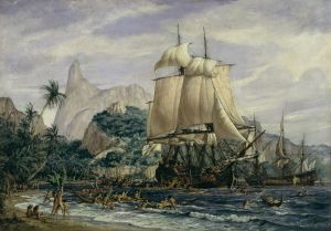 Arrivée de Bougainville à Tahiti, 1768 ; © Patrick Dantec