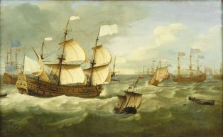 Jonction de d'Estrées et du duc d'York en mai 1672 avant l'engagement contre la flotte de Ruyter ; © Patrick Dantec