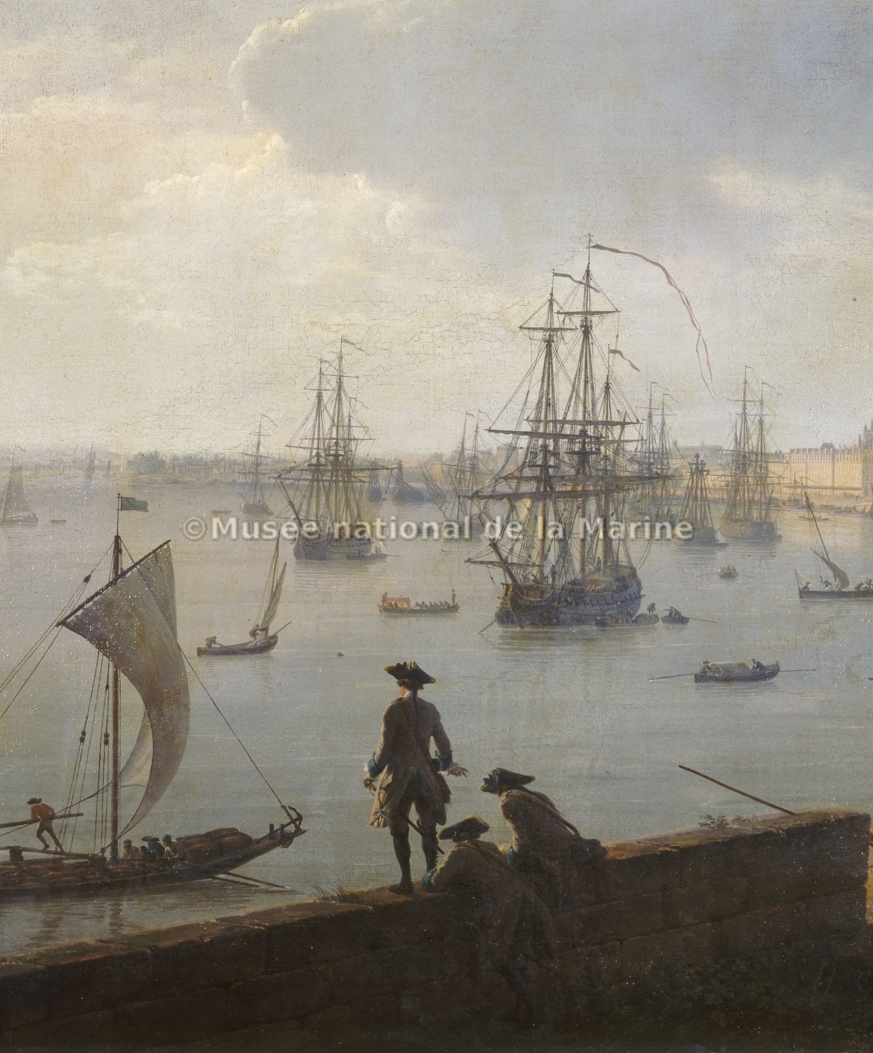 Vue du Port de Bordeaux, prise du château Trompette (détail : courau, corvette)