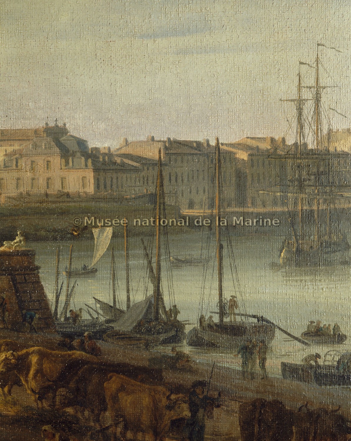 Vue d'une partie du Port et de la ville de Bordeaux, prise du côté des Salinières, (détail)