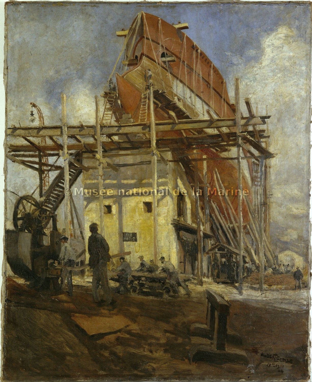 Construction du cuirassé Justice aux chantiers de La Seyne sur Mer en 1903