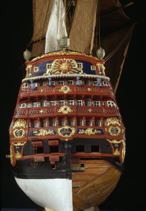 Sans Pareil, vaisseau de 108 canons, 18e siècle (détail) ; © Patrick Dantec