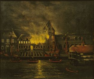 Incendie de la Salle d'Armes à Brest, janvier 1832 ; © Patrick Dantec