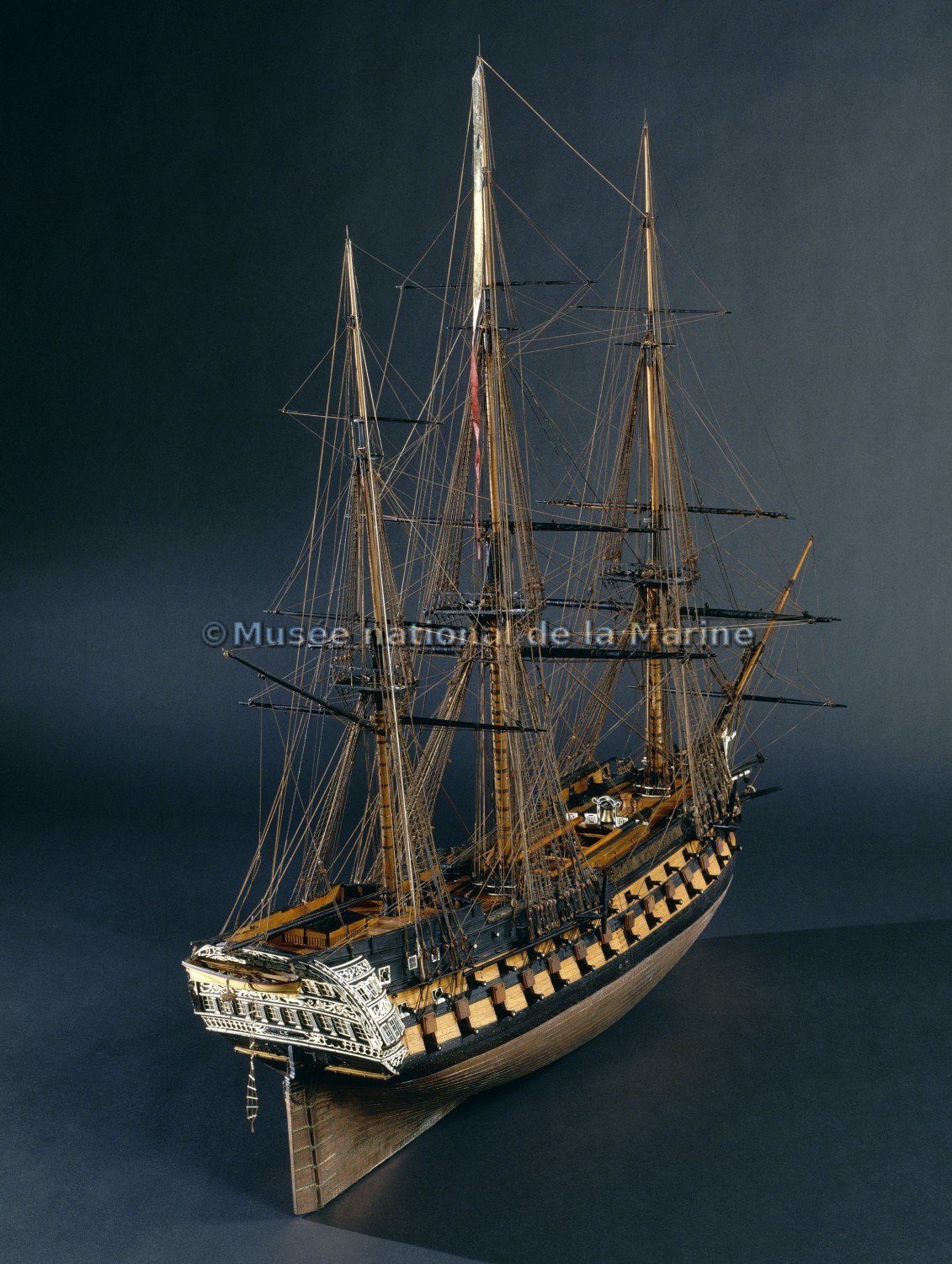 Triomphant, vaisseau de 74 canons, 1809, vue de 3/4 arrière