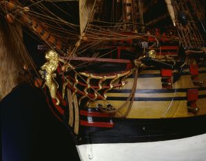 Sans Pareil, vaisseau de 108 canons, 18e siècle, vue de la proue ; © Patrick Dantec