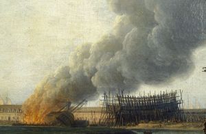 Vue du Port de Rochefort, prise du Magasin des Colonies, (détail : vaisseau abattu en carène) ; © Arnaud Fux