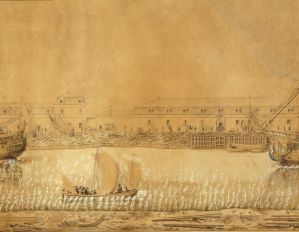 Vue du chantier des constructions de Rochefort... (détail : Barque bretonne) ; © Patrick Dantec