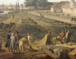Vue du Port de Rochefort, prise du Magasin des Colonies, (détail : fournisseurs de couvertures de laine) ; © Patrick Dantec