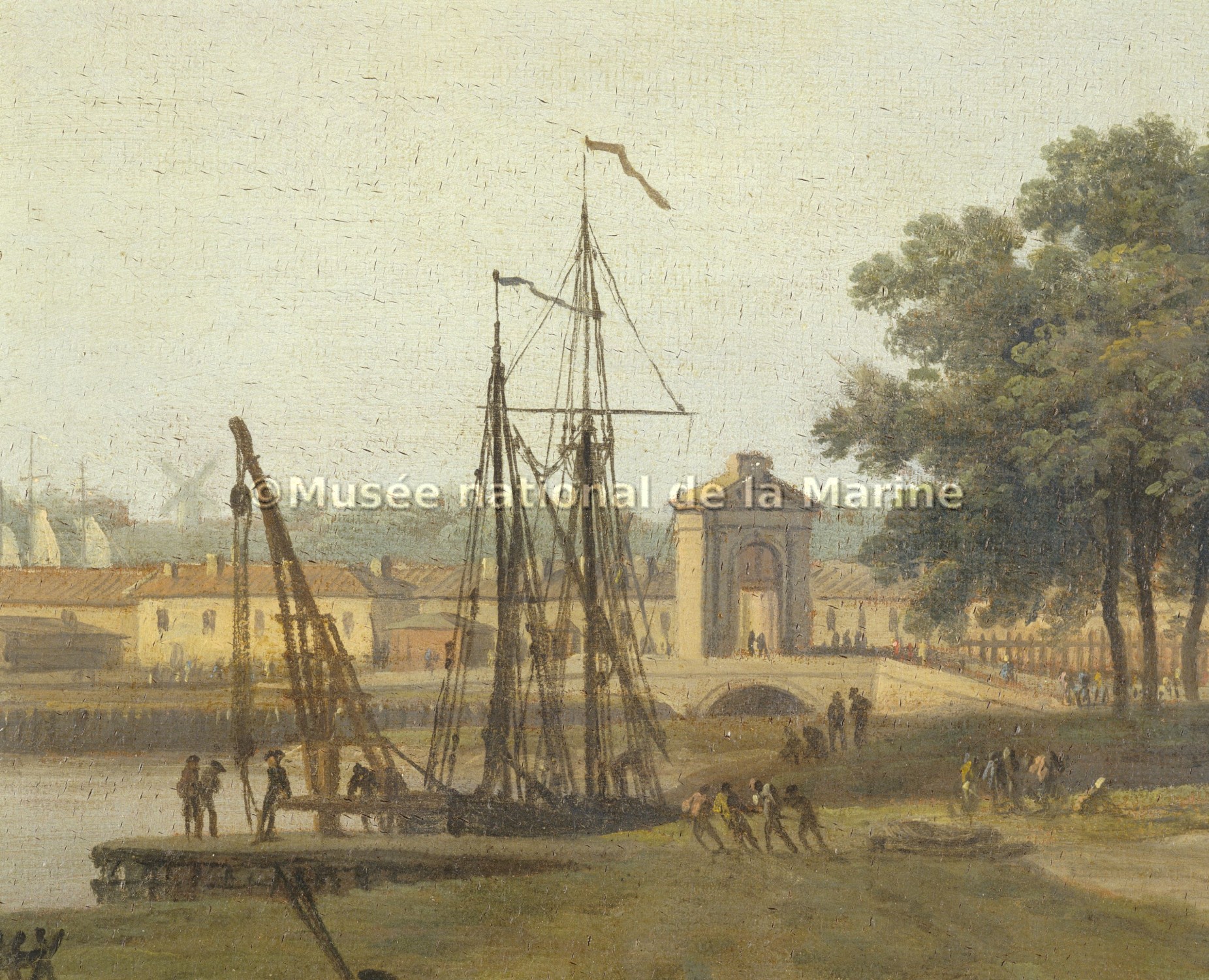 Vue du Port de Rochefort, prise du Magasin des Colonies, (détail : quai aux cordages)