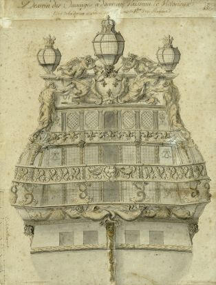 Ornements de poupe du Victorieux, 1691 ; © Arnaud Fux ; © Patrick Dantec