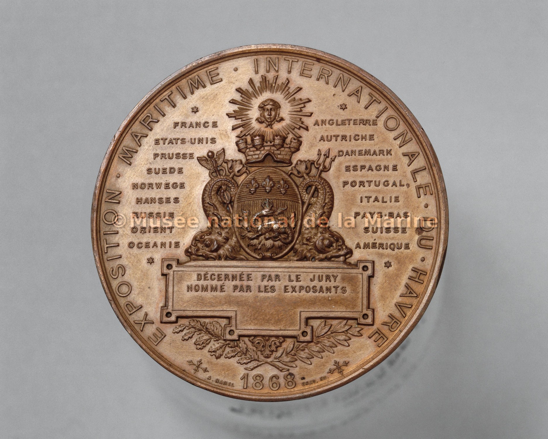 Exposition internationale maritime du Havre, 1868, médaille, revers