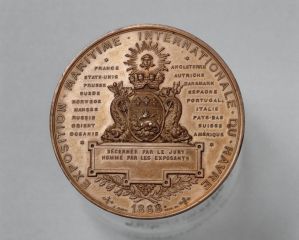 Exposition internationale maritime du Havre, 1868, médaille, revers ; © Arnaud Fux