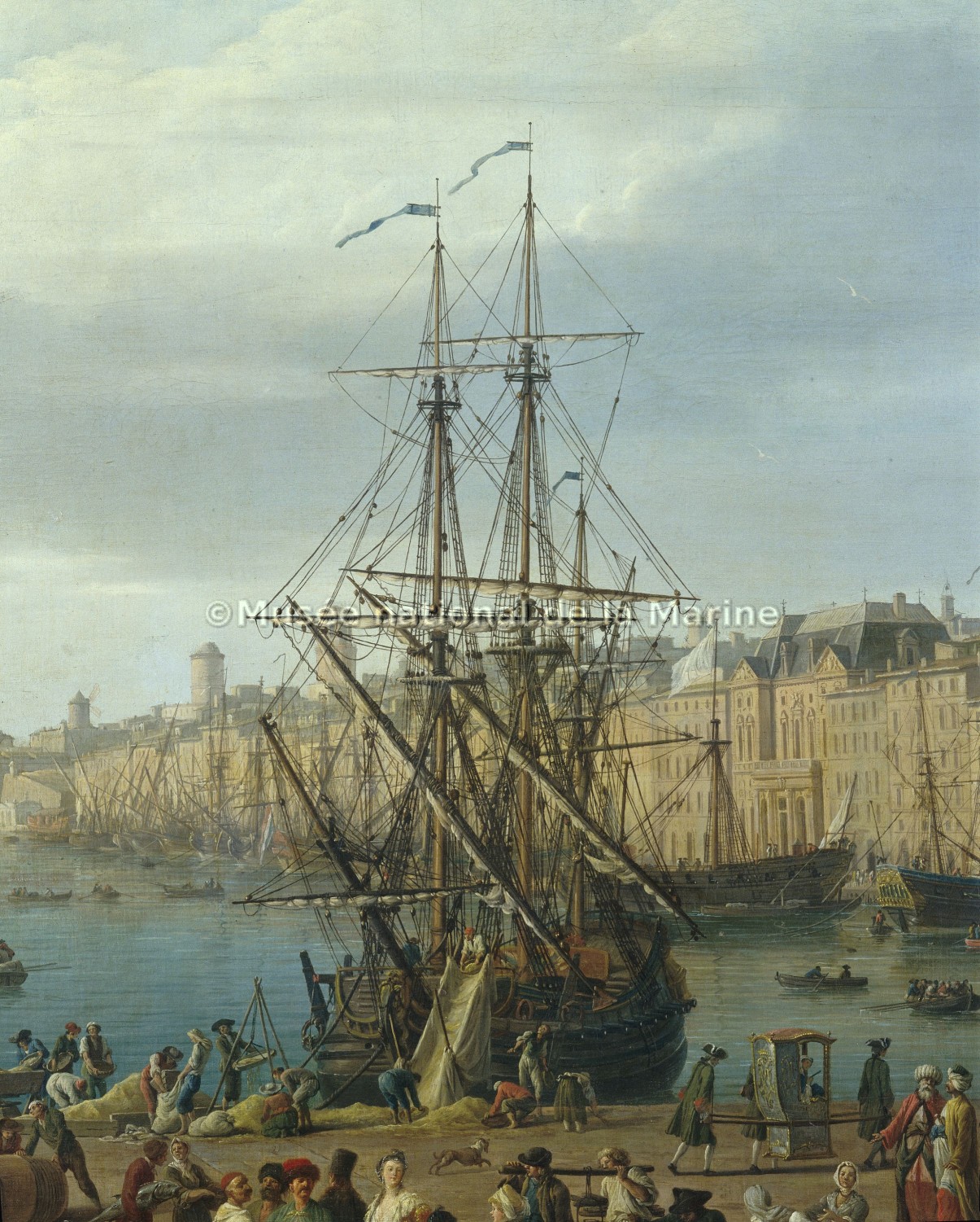 L'Intérieur du Port de Marseille, vu du Pavillon de l'horloge du Parc (détail : déchargement des céréales)
