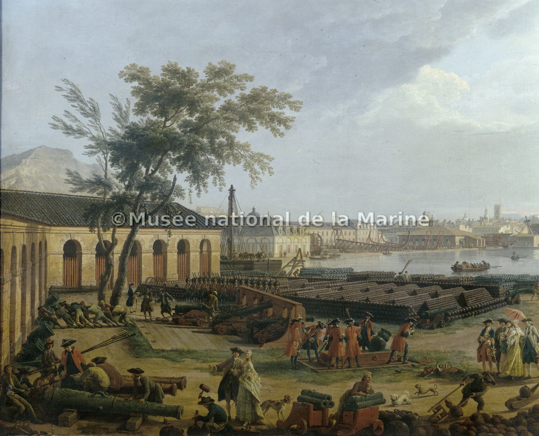 Le Port-Neuf ou l'Arsenal de Toulon, pris dans l'angle du Parc d'Artillerie, (détail : halle aux mâts)