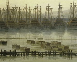 Le Port vieux de Toulon. La vue est prise du côté des Magasins aux vivres (détail : bois immergé) ; © Arnaud Fux