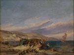 Barques et pêcheurs avec vue de Nice