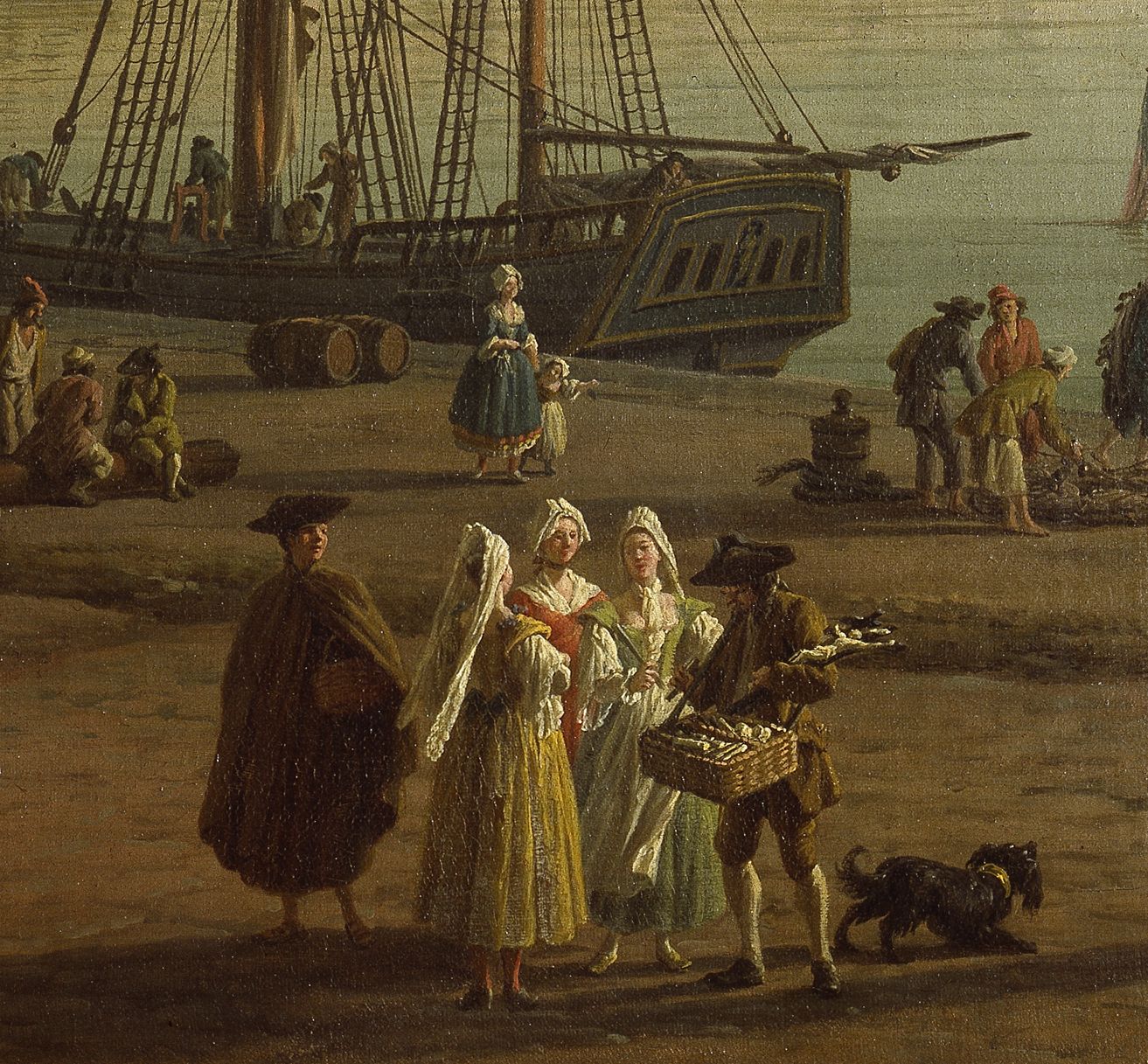 Vue du port de Dieppe (détail : marché aux poissons)