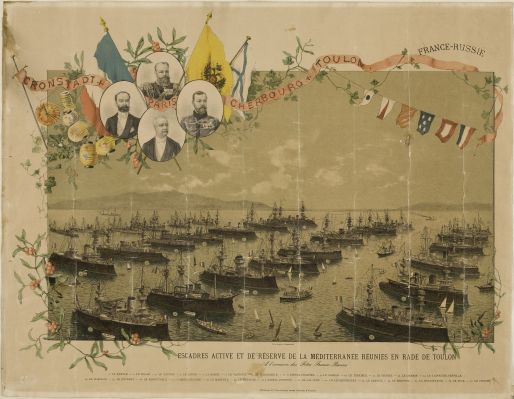 Escadres active et de réserve de la Méditerranée réunies en rade de Toulon à l'occasion des fêtes Franco-Russes