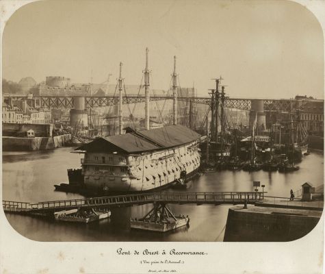 Pont de Brest à Recouvrance, vue prise de l'arsenal